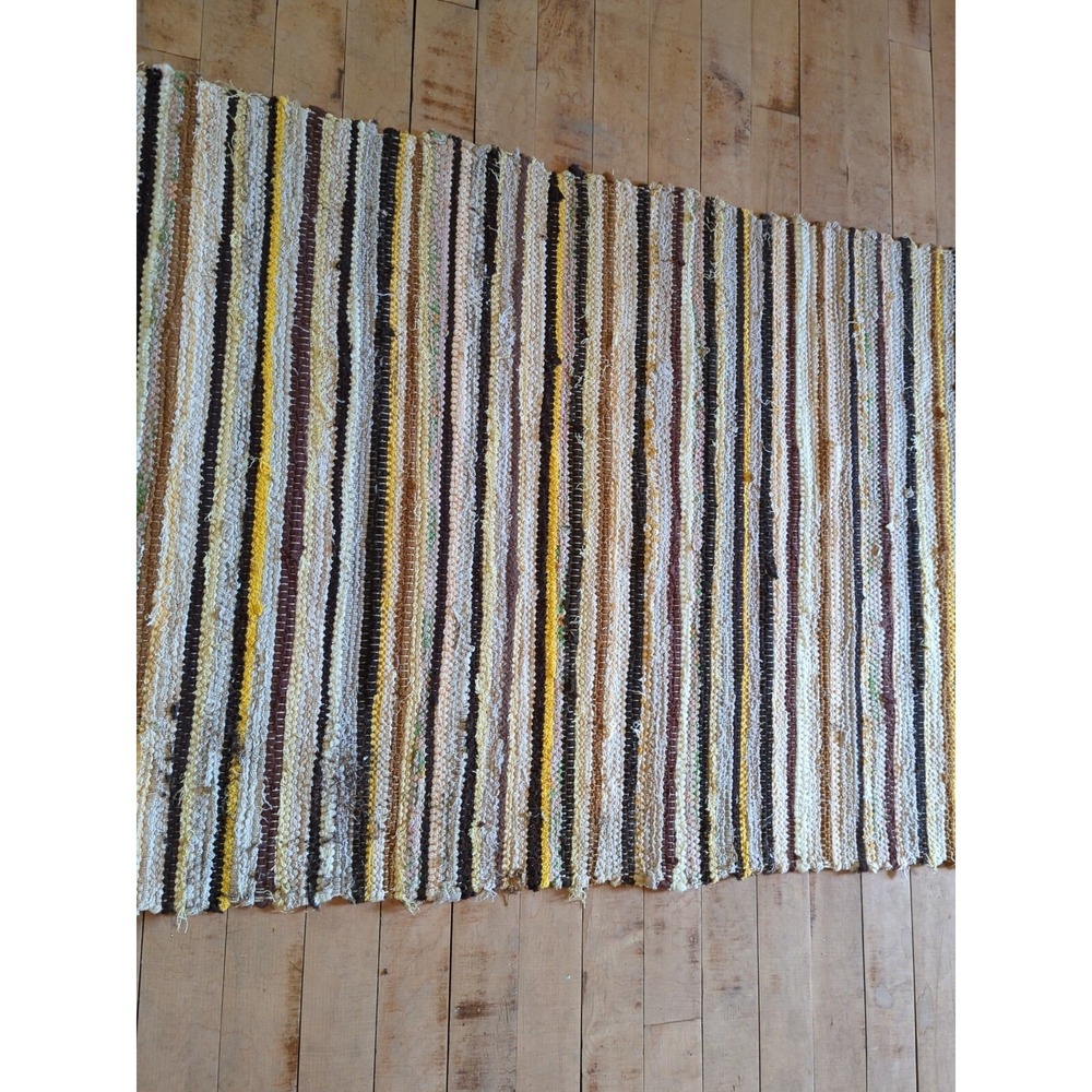 Antique Imported Swedish Hand Made Rag Rug Runner (26 x 188" ) Very Pretty - Picture 8 of 11